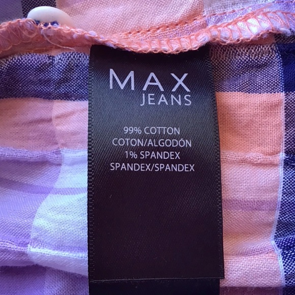 Max Jeans Plaid Long Sleeve Peasant Top NEW - Picture 6 of 7